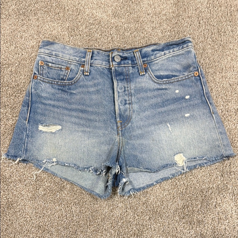 Levi's Light Blue Distressed Jean Shorts